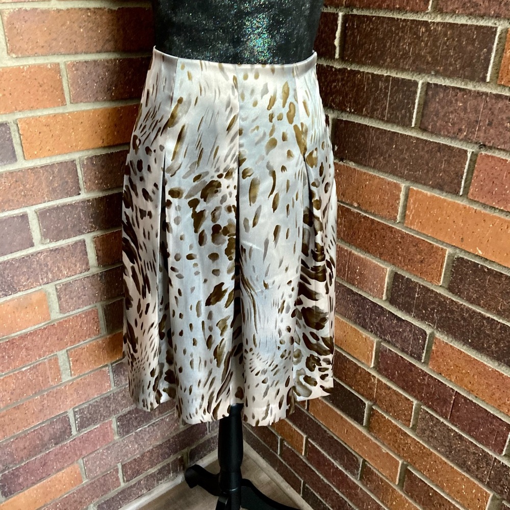Dialogue Silver & Brown Animal Print Skirt - Picture 3 of 11